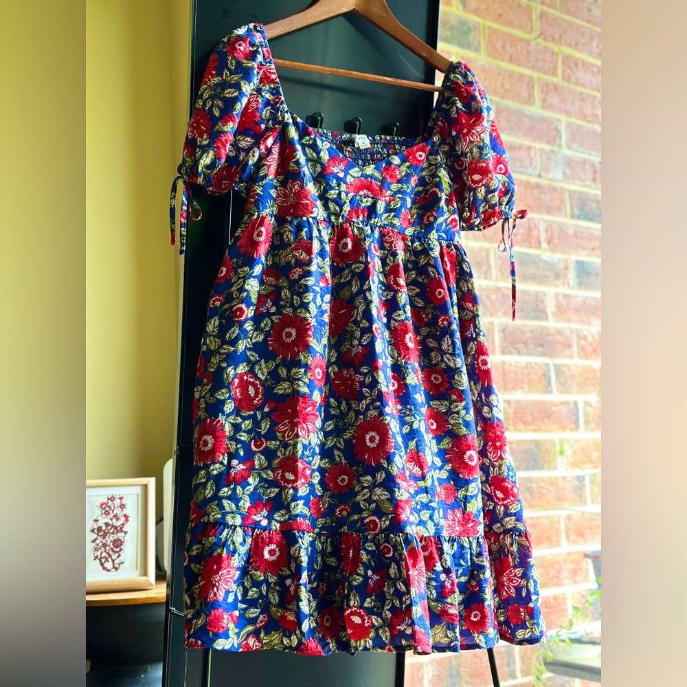 Blu Pepper Mini Dress - Blue and Red Floral